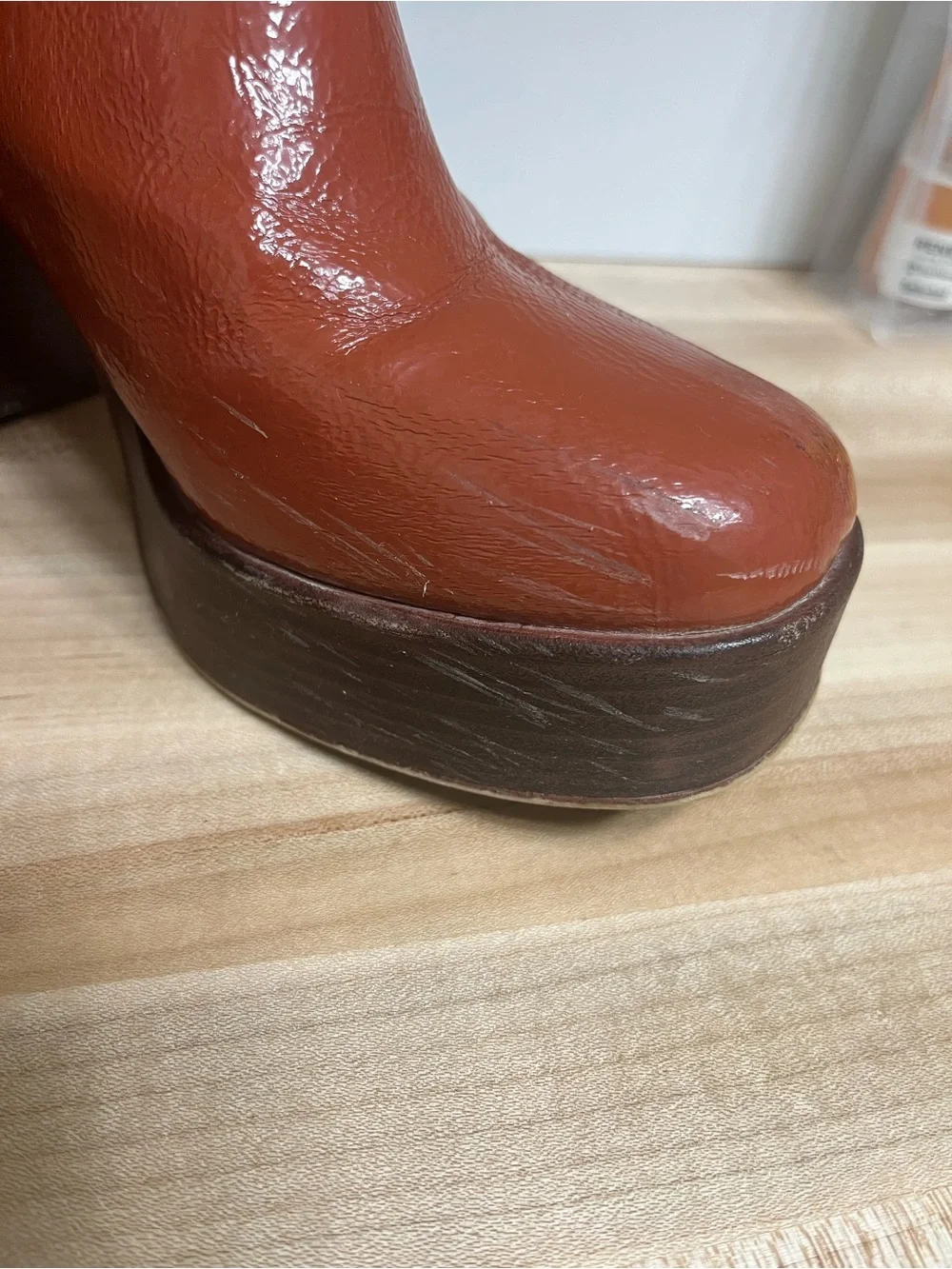 Circus by Sam Edelman Rust Patent Platform Chelsea Boots
